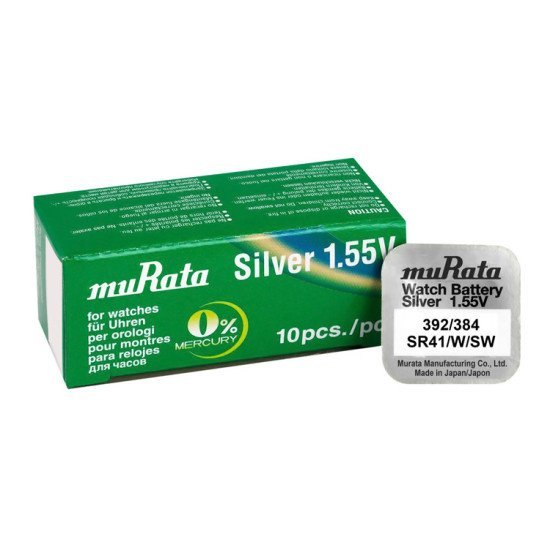 Murata Μπαταρία Silver Oxide Για Ρολόγια Sr41, 1.55V, No 392/384, 10Τμχ