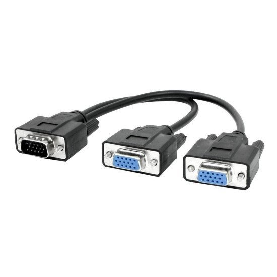 Powertech Splitter Vga 15Pin Hd Male Σε 2X Female, 0.2M, Μαύρο