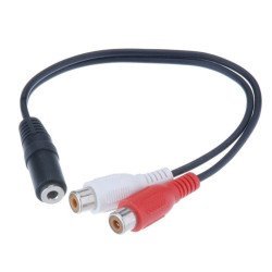 Powertech Καλώδιο 3.5Mm Θηλυκό Σε 2X Rca Θηλυκό Cab-R012 0.20M, Μαύρο