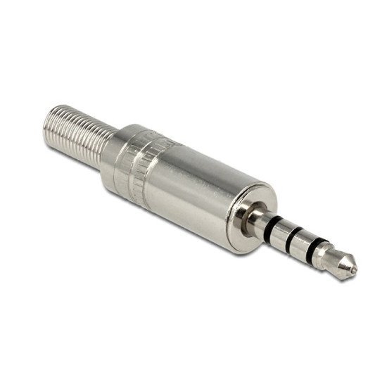 Delock Βύσμα 3.5Mm Stereo, 4 Pin, Bend Protection, Metal, Silver Delock Βύσμα 3.5Mm Stereo, 4 Pin, Bend Protection, Metal, Silver