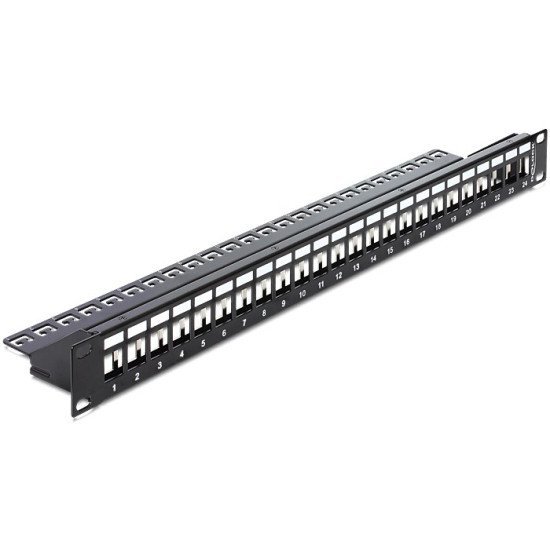 Delock Keystone Patch Panel, Για 19" Rack, 24 Ports, Μαύρο