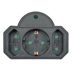 Powertech Αντάπτορας Ρεύματος Pt-817, 1X Schuko, 2X Euro, 16A, Μαύρος