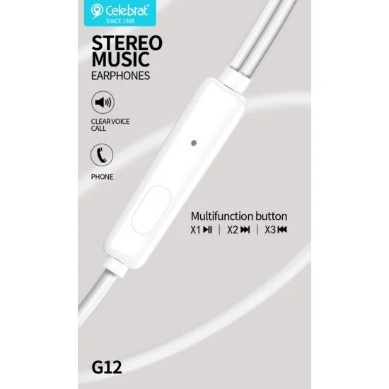 Celebrat Earphones G12 Με Μικρόφωνο, 14.2Mm, 3.5Mm, 1.2M, Μαύρο Celebrat Earphones G12 Με Μικρόφωνο, 14.2Mm, 3.5Mm, 1.2M, Μαύρο