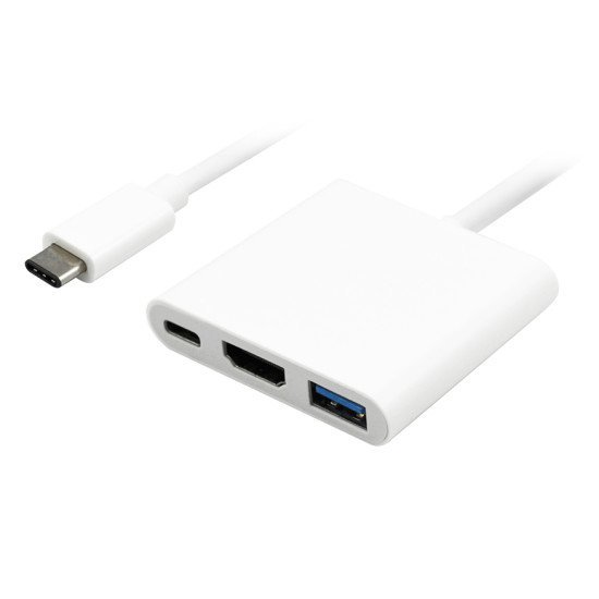 Powertech Αντάπτορας Type-C Σε Hdmi + Type-C + Usb 3.0 Pth-042 4K, Λευκό