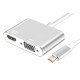 Powertech Αντάπτορας Usb Type-C Σε Vga + Hdmi 4K Pth-041, Ασημί
