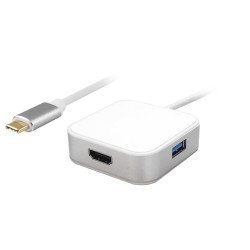 Powertech Αντάπτορας Type-C Σε Hdmi + Type-C + Usb 3.0 Pth-042, 4K, Γκρι Powertech Αντάπτορας Type-C Σε Hdmi + Type-C + Usb 3.0 Pth-042, 4K, Γκρι