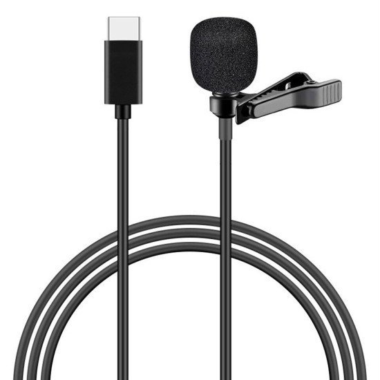 Powertech Μικρόφωνο Cab-Uc048 Με Ενσωματωμένο Clip-On, Usb-C, 1.5M Μαύρο