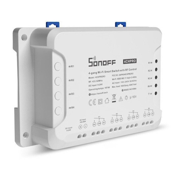 Sonoff Smart Διακόπτης 4Ch Pro R3, 4 Θέσεων, 40A, Rf Control, Λευκός