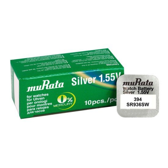 Murata Μπαταρία Silver Oxide Για Ρολόγια Sr936Sw, 1.55V, No394, 10Τμχ