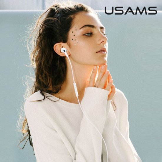 Usams Earphones Με Μικρόφωνο Ep-41, 3.5Mm, 10Mm, 1.2M, Λευκά