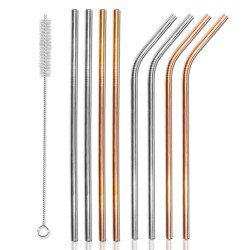 Σετ Μεταλλικά Καλαμάκια & Βουρτσάκι Καθαρισμού Cln-0021, 9Τμχ