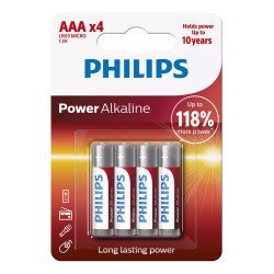 Philips Power Αλκαλικές Μπαταρίες Lr03P4B/5, Aaa Lr03 1.5V, 4Τμχ