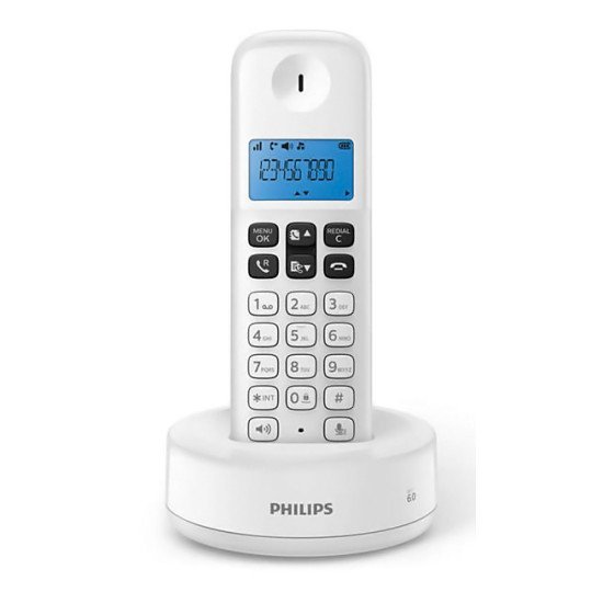 PHILIPS ασύρματο τηλέφωνο D1611W/34, με ελληνικό μενού, λευκό