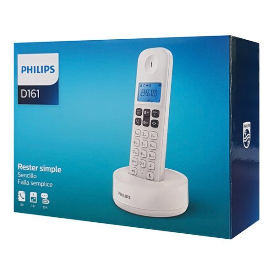 PHILIPS ασύρματο τηλέφωνο D1611W/34, με ελληνικό μενού, λευκό