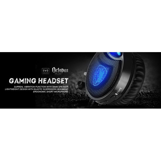 Sades Gaming Headset Octopus Plus Με Δόνηση, Multiplatform, Usb, Μαύρο