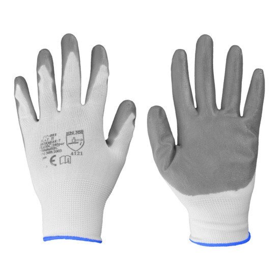 Γάντια εργασίας REK5, αντιολισθητικά, γκρι-λευκό