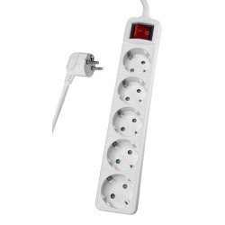 Powertech Πολύπριζο Pt-878, 5X Schuko, 16A, 5M, Λευκό Powertech Πολύπριζο Pt-878, 5X Schuko, 16A, 5M, Λευκό