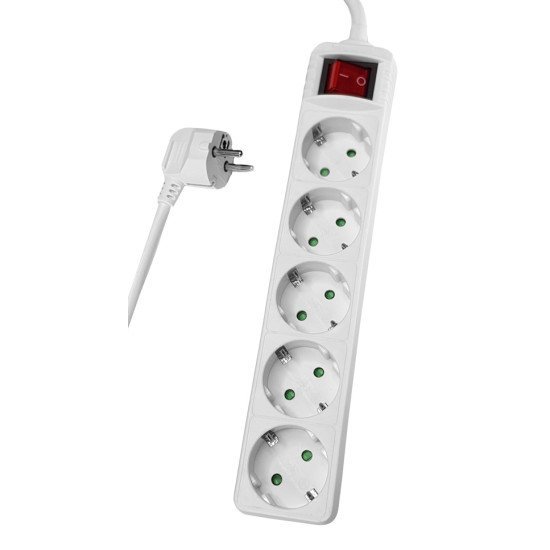 Powertech Πολύπριζο Pt-878, 5X Schuko, 16A, 5M, Λευκό Powertech Πολύπριζο Pt-878, 5X Schuko, 16A, 5M, Λευκό