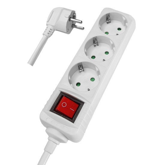 Powertech Πολύπριζο Pt-873, 3X Schuko, 16A, 1.5M, Λευκό Powertech Πολύπριζο Pt-873, 3X Schuko, 16A, 1.5M, Λευκό
