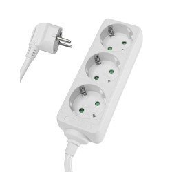 Powertech Πολύπριζο Pt-868, 3X Schuko, 16A, 1.5M, Λευκό Powertech Πολύπριζο Pt-868, 3X Schuko, 16A, 1.5M, Λευκό