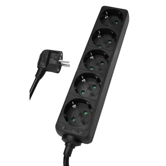 Powertech Πολύπριζο Pt-870, 5X Schuko, 16A, 1,5M, Μαύρο Powertech Πολύπριζο Pt-870, 5X Schuko, 16A, 1,5M, Μαύρο