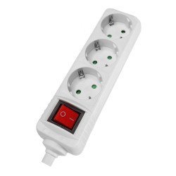 Powertech Rewirable Πολύπριζο Pt-885, 3X Schuko, 16A, Λευκό
