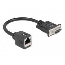Delock Αντάπτορας Από Serial Db9 Rs-232 Σε Rj45, Μαύρος