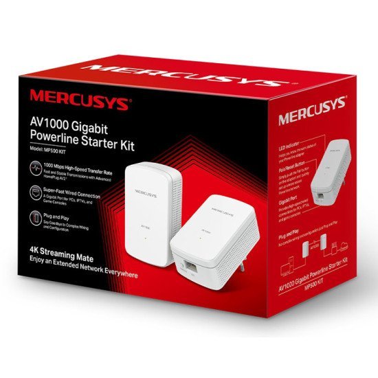 Mercusys Powerline Mp500 Kit, Av1000 Gigabit, Ver: 1.0