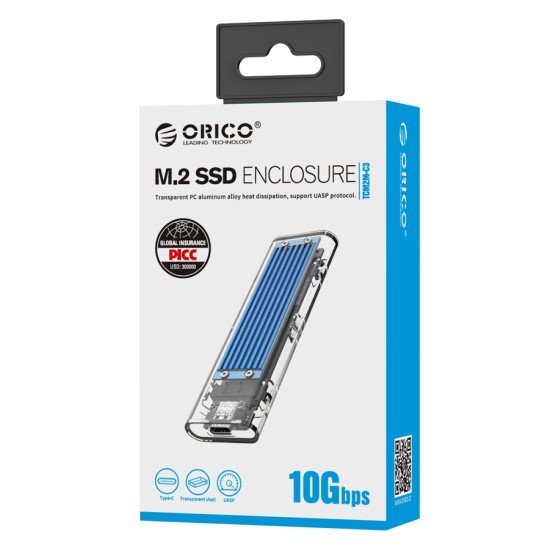 ORICO θήκη για Μ.2 B key SSD TCM2M-C3, USB3.1, 10Gbps, έως 2TB, μπλε