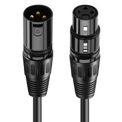 Cabletime Καλώδιο Μικροφώνου Xlr Av350, 3P, M/F, 24Awg, 10M, Μαύρο