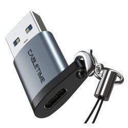 CABLETIME αντάπτορας USB 3.0 σε USB Type-C AMCF, 2.1A, 0.1m, γκρι