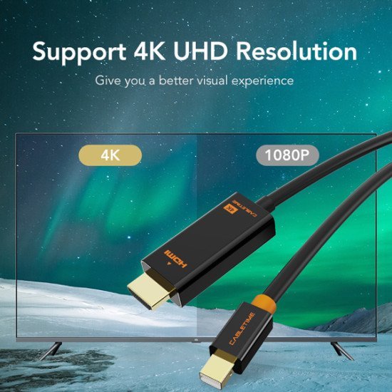 Cabletime Καλώδιο Mini Displayport Σε Hdmi Av588, 4K/60Hz, 1.8M, Λευκό Cabletime Καλώδιο Mini Displayport Σε Hdmi Av588, 4K/60Hz, 1.8M, Λευκό