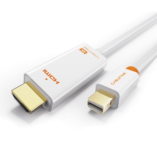 Cabletime Καλώδιο Mini Displayport Σε Hdmi Av588, 4K/60Hz, 1.8M, Λευκό Cabletime Καλώδιο Mini Displayport Σε Hdmi Av588, 4K/60Hz, 1.8M, Λευκό