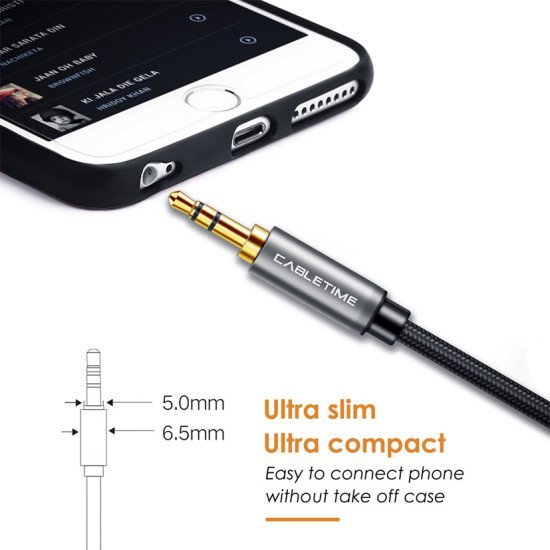 CABLETIME καλώδιο AUX Stereo 3.5mm 1/8" AV311, M-M, 1m, μαύρο CABLETIME καλώδιο AUX Stereo 3.5mm 1/8" AV311, M-M, 1m, μαύρο