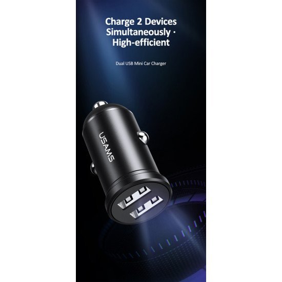 USAMS φορτιστής αυτοκινήτου C20, 2x USB, 2.4A, μαύρο USAMS φορτιστής αυτοκινήτου C20, 2x USB, 2.4A, μαύρο