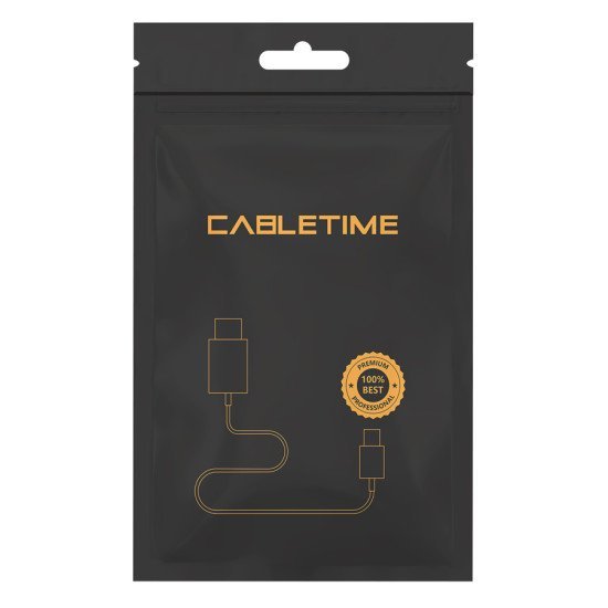 CABLETIME καλώδιο USB Type-C C160, USB 3.2, PD 100W, γωνιακό, 1m, μαύρο