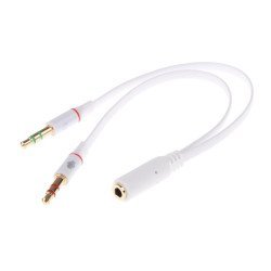 Powertech Αντάπτορας 2X 3.5Mm Σε 3.5Mm Θηλυκό Cab-J048, 0.2M, Λευκό