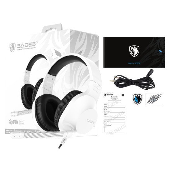 Sades Gaming Headset Spirits Sa-721, Multiplatform, 3.5Mm, Λευκό