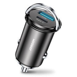 JOYROOM φορτιστής αυτοκινήτου C-A45, USB + Type-C, 4A 20W, γκρι