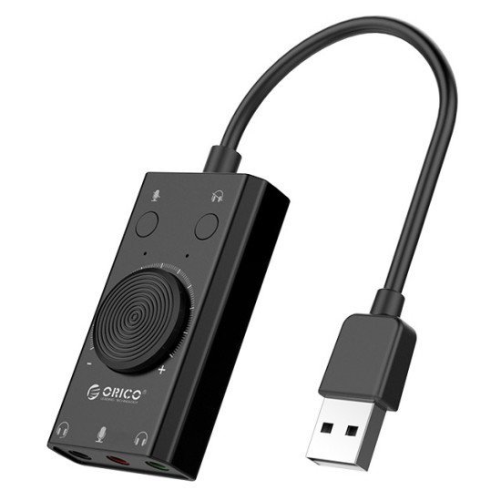 ORICO USB κάρτα ήχου SC2, USB 2.0, 3x 3.5mm, volume control, μαύρο