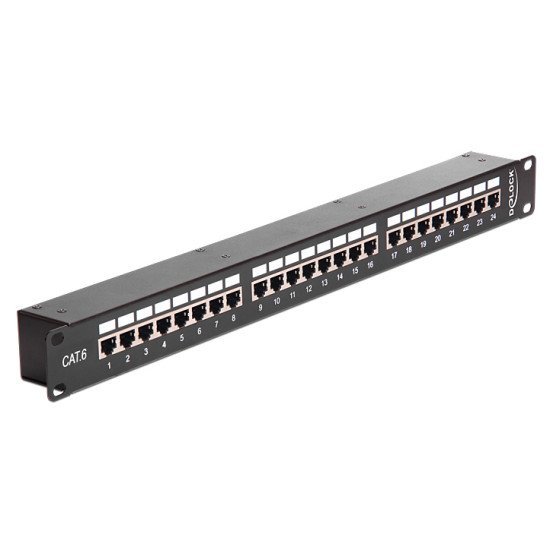 Delock Patch Panel Για Rack 43295, 19", 48X Rj45 Ports, Μαύρο