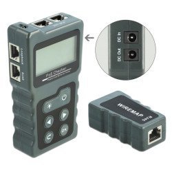 Delock Tester Καλωδίων Με Οθόνη 63110, Rj45, Poe, Dc, Γκρι