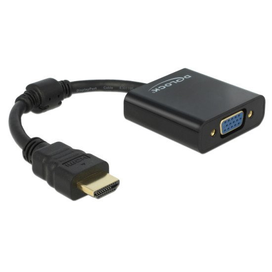 Delock Αντάπτορας Hdmi Σε Vga 65512, 1080P, Μαύρος Delock Αντάπτορας Hdmi Σε Vga 65512, 1080P, Μαύρος