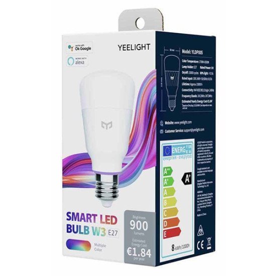 YEELIGHT Smart λάμπα LED W3 YLDP005, Wi-Fi, 8W, E27, 1700-6500K, RGB