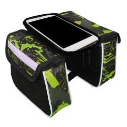 Tσαντάκι Ποδηλάτου Bike-0035, Με Θήκη Κινητού, Μαύρο-Πράσινο