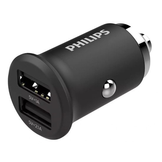 Philips Φορτιστής Αυτοκινήτου Dlp2520-00, 2X Usb, 3.1A 15.5W, Μαύρος