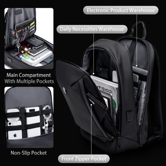 Arctic Hunter Τσάντα Πλάτης B00443-Bk Με Θήκη Laptop 15.6, Μαύρη Arctic Hunter Τσάντα Πλάτης B00443-Bk Με Θήκη Laptop 15.6, Μαύρη