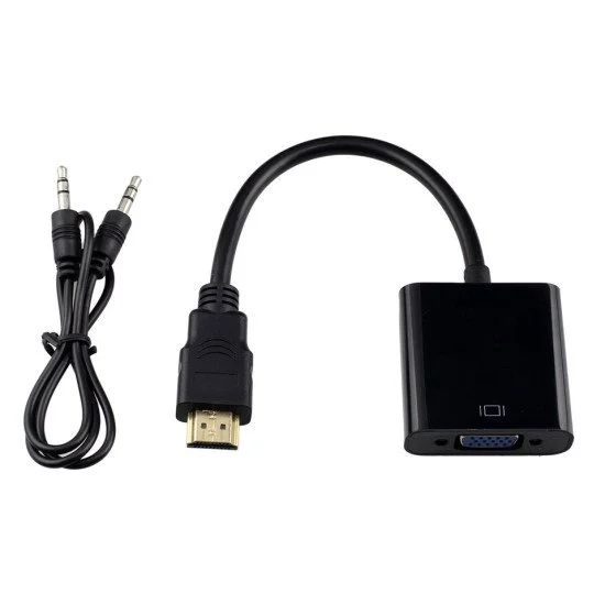Powertech Αντάπτορας Hdmi Σε Vga Cab-H071, Με Audio Jack, Μαύρο, 0.20M Powertech Αντάπτορας Hdmi Σε Vga Cab-H071, Με Audio Jack, Μαύρο, 0.20M