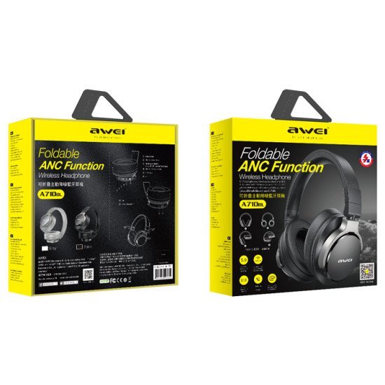 AWEI headphones A710BL, wireless & wired, BT 5.0, μαύρα