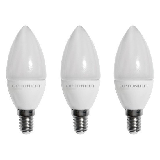 Optonica Led Λάμπα Candle C37 1420, 6W, 4500K, E14, 480Lm, 3Τμχ
